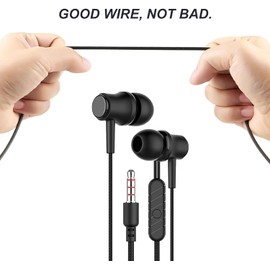 2 Packs Wired Earbuds in-Ear Headphones (White & Black), Earphones with Microphone, 3.5mm Jack Corded Earphone, Video Conference, Calls Compatible, for Android/Computer and Other