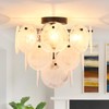 VANZARLA Modern Flush Mount Glass Ceiling Light, Black Hallway Lights