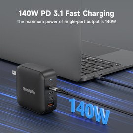 ThunderGo 240W GaN Charger, 4-Port USB C Fast Charging Station with 140W Max PD 3.1 Port, Compact Travel Wall Adapter for MacBook Pro/Air M3/M2/M1, Laptops, iPhone 15/14, Galaxy S24/S23, iPad, Steam Deck
