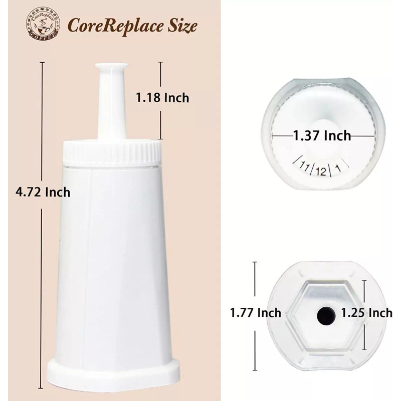 CoreReplace Juego 2 Filtros Agua Repuesto Cafetera Breville Claro Swiss