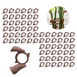 SATONBEYI 50Pcs Tomato Plant Clips for Support，Trellis Clips Vine Clips Garden Clips Vegetable Clips 1”Inner Diameter, Tomato Clips for Climbing Plants Cucumber Grape Tomatoes(Brown)