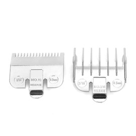 2pcs Peines guía de cortapelos, Peine de límite de posicionamiento, Accesorio de peine clipper universal para Wahl, guía de corte profesional de acero inoxidable 1.5MM + 4.5MM (Plata de galvanoplastia)