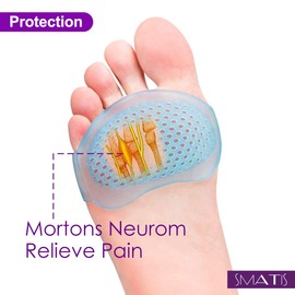 SMATIS Metatarsal Pads for Women and Men, 8 Pieces Bunion Cushions for Metatarsalgia, Neuroma, Mortons, Pads, Atrophy, Burning Sensations, Relieves Pain