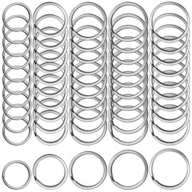 AYWFEY 50 Pcs Keyring Rings Hoops, Split Key Ring Circle Assorted, 5 Sizes (20mm, 25mm, 28 mm, 30mm, 35 mm), Stainless Steel Key Ring for Car Keys DIY Crafting Dog Pet Collar Tag Jewelry