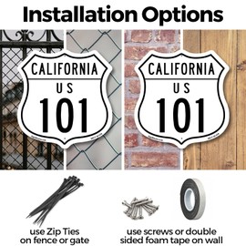 California Route Marker Shield Sign Us 101 6 inch X 6 inch Shield Shaped Commercial Grade Plastic Sign Weather Resistant, UV Protected for Workplace Made in the USA