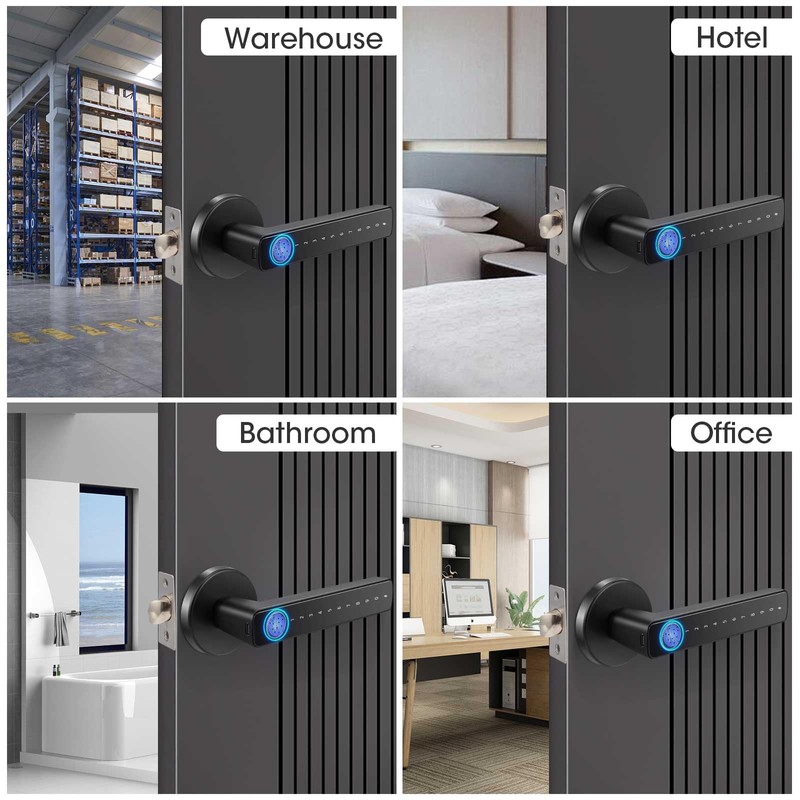 Smart Fingerprint Door Lock,Keyless Entry Keypad Door Lock with Handle,Automatic