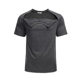 Deyeek Men's Post Shoulder Surgery Shirts Recovery Tear Away Short Sleeve 2 Side Zippers Off Full Open Chemo Clothing