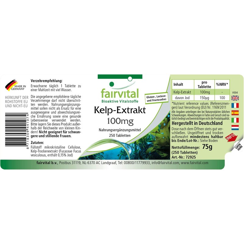 Kelp Tablets - 150 mcg Natural Iodine from Brown Algae
