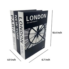3 Chic Faux Books: Elegant Decorative Coffee Table Books for Office Décor, Black and White Fake Books for Decoration, Room Decor Aesthetic, Libros Decorativos para Mesa de Centro, London and Pairs