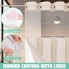 Eazzier Bath No Hook Linen Shower Curtain with Snap in