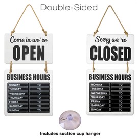 Excello Global Products Business Hours Hanging Chalkboard Rustic Welcome Chalk Boards for Restaurant Door Sign (Double Sided Open/Closed) Hangable & Decorative