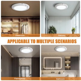 Rechargeable Motion Sensor Ceiling Light, Battery Operated Wireless Ceiling Closet Light with Remote 3 Color Temperatures Magnetic Mount LED Shower Light for Bathroom Stairs Garage Hallway (2 Pack)