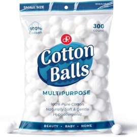 DecorRack 300 Small Cotton Balls, 100% Pure Natural Cotton, Soft & Hypoallergenic, Cotton Wool for Crafts, Make-Up, Nail Polish Removal, Baby & Pet Care, Cotton Balls (Pack of 300)
