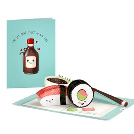 Lovepop Friendship Pop-Up Card for Her and Him - 3D Greeting Cards for Boys, Girls, Men, Women - 5" x 7" Sushi Card - Blank Note Card & Envelope Included