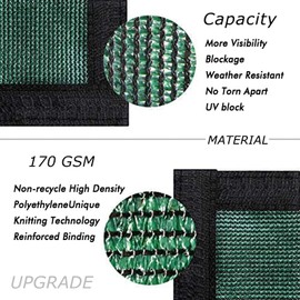 UPGRADE Privacy Screen Fence 170 GSM 90% Visibility Blockage 6'x60' Dark Green Outdoor HDPE Mesh Panels for Deck,Balcony,Backyard,Patio with Zip Ties,Customized Avaliable，A072