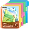Dunwell Plastic Binder Dividers with Front Pocket (5 Tab), Clear