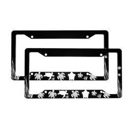 Turtles of The Sea Aluminum Car License Plate Frame Auto Tag Holder with Accessories US Vehicles Standard 4 Holes (C404)