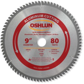 Oshlun SBNF-090080 9-Inch 80 Tooth TCG Saw Blade with 1-Inch Arbor for Aluminum and Non Ferrous Metals, Bronze