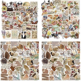 Pegatinas Vintage 200 pzs Flores Animales Estilo Retro Adhesivos decorativos para scrapbook, bullet journal, diario, álbum de fotos, laptop y libros.