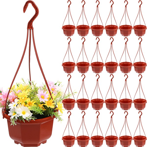 Roshtia 24 Pcs Plastic Hanging Planter Hanging Flower Plant Pots
