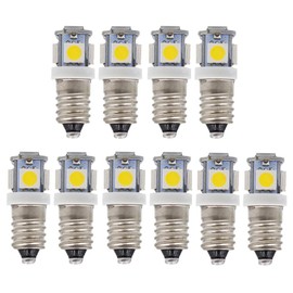 GutReise 10 x E10 3V Warm White 5 SMD LED Bulbs, 0.5W 40Lm (Pack of 10, Warm White)