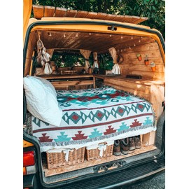 Peel Forest El Paso Blanket, Multiuse Cover, Mexican Rug, Native Pattern, Ortega Pattern, Camp Rug, Saddle Blanket, Mat for Sleeping in Car, Outdoors, Van Life, 51.2 x 63.0 inches (130 x 160 cm)