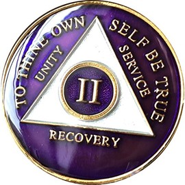 21 Year AA Medallion Metallic Purple Tri-Plate Sobriety Chip