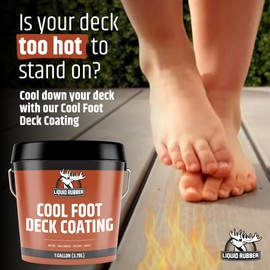 Liquid Rubber Cool Foot Deck Coating - Solar Protection Paint, Reduces Surface Temperatures by Up to 35%, Multi-Surface Cooling Decking Sealant, Waterproof, Durable Membrane, Pale Brown, 1 Gallon