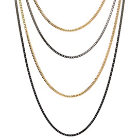 Black Gold Statement Choker Collar Necklace Waterfall Multi-Strand Box Chains Pendant, Dress(CA)