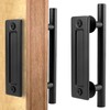 QWORK® 30CM Barn Door Handle, Double-Sided Black Door Handle, Universal