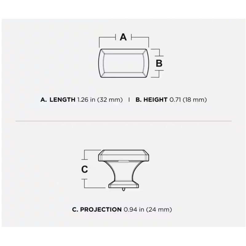 Liberty P48858C-MZ 1 1/4" Chamfered Slim Bar Cabinet Knob Matte