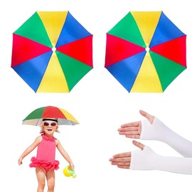Giutsaull Pack of 2 Umbrella Hat, Umbrella Hat, Foldable Parasol Hat, Outdoor Fishing Umbrella, Camping Headwear, Sun Protection for Adults and Children, Umbrella Hat for Outdoor Activities