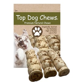 Top Dog Chews – 10” – 12” Buffalo Beef Cheek Rolls with Bully Dust Sprinkles, 3 Pack, Long Lasting Dog Bones for Aggressive Chewers, Rawhide Free Dog Treats (10" 3 Pack, Roasted)