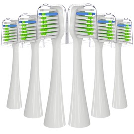 Toothbrush Replacement Heads Compatible with WaterPik Complete Care 5.0 & 9.0(WP-861/CC-01), 6 Count (White)