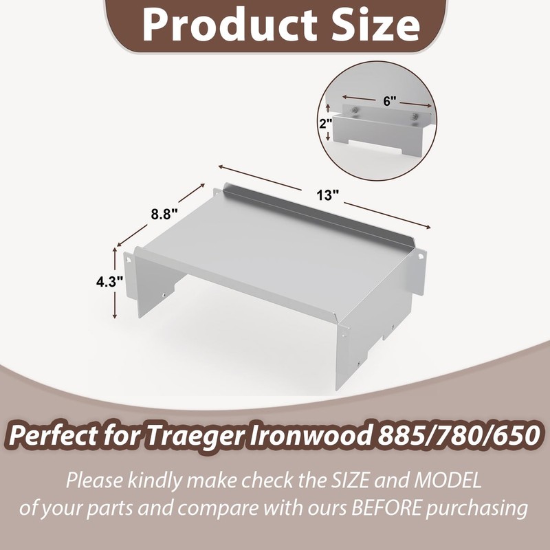 Upgraded Heavy Duty Steel Heat Diffuser for Traeger Ironwood 885/780/650/575,Heat
