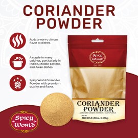 Spicy World Coriander Powder 5 Pound Bulk Bag - Ground Pure from Indian Coriander Seeds