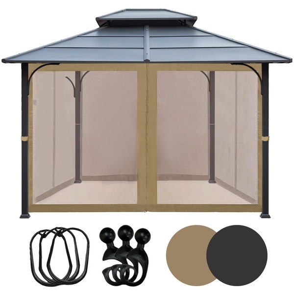 Tradesparker 8x8 Gazebo Replacement Mesh Walls,4-Sided Mosquito Screen Netting with