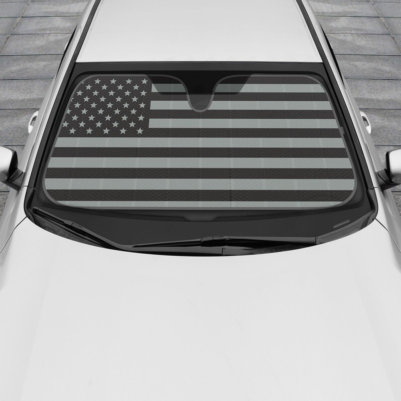BDK Auto Sun Shade Black Flag Front Window Windshield Protector