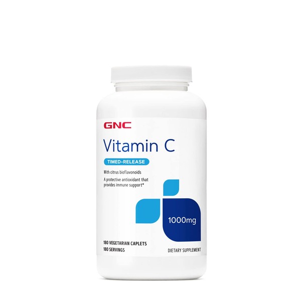 GNC Vitamin C 1000 with Bioflavonoids and Rose Hips Timed Release 180 Tablets