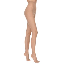 MARILYN Women's Tights 7 Denier Ultra Thin Transparent Matt Summer Fine Tights with Flat Seam Small Cotton Gusset Reinforced Panty Part and Toes (Visone/Beige/Coffee), beige