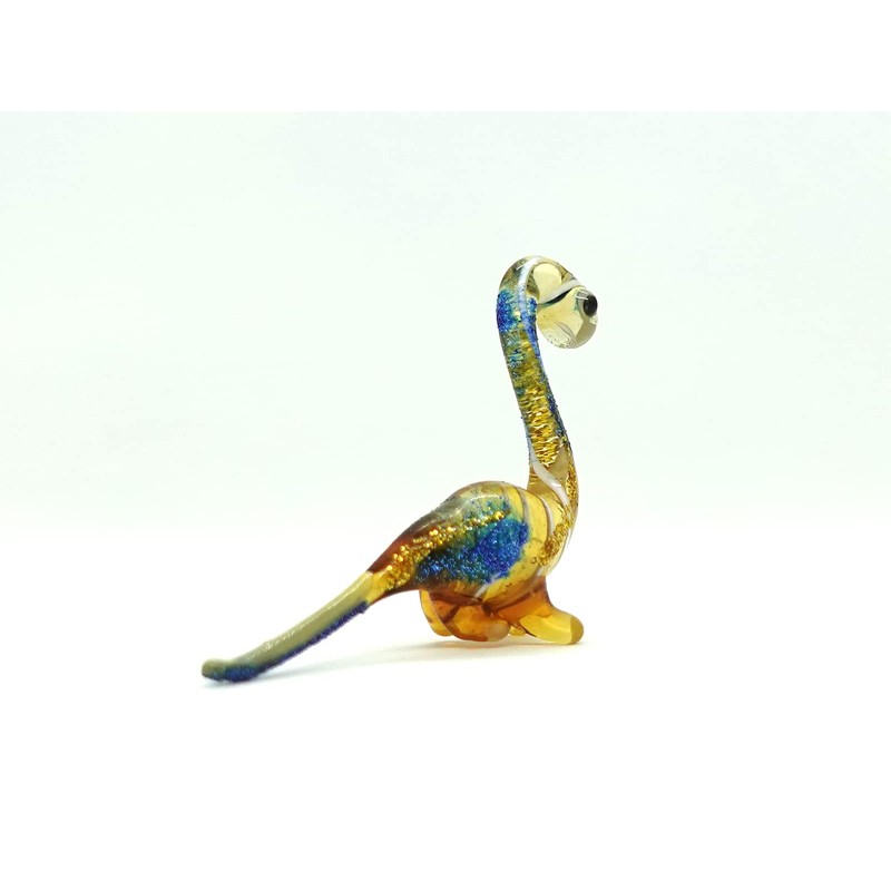 Sansukjai Apatosaurus Dinosaur Micro Tiny Figurines Hand Blown Glass Art