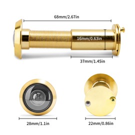 Peephole Front Door Viewer with Privacy Cover, One-Way 200 Degrees,5/8 inch Bore,Used on Doors 1.57 in to 2.48 in Thick,Brass Cat Eye