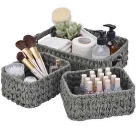 GRANNY SAYS Wicker Storage Baskets for Shelves, Wicker Baskets for Organizing, Small Baskets for Vanity, 3 Pack