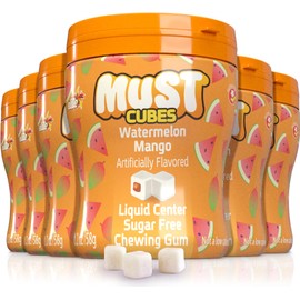 Elite Must Watermelon Mango Sugar Free Cube Gum, 2oz (6 Pack) | Gum Cubes with Liquid Filled Center