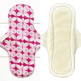 Everyday 2 Pack South Indian Eco Femme Cloth Napkins, Washable Organic Cotton (Unbleached) Waterproof, 5 Layers Flannel Inside - GOTS Certified