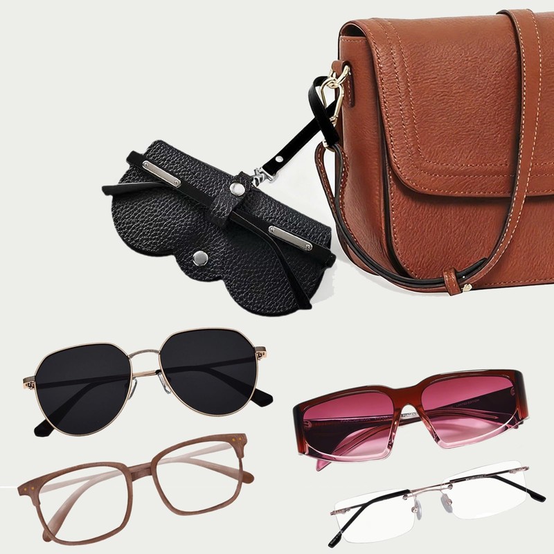 BOBOAR Sunglasses Case Leather Soft Holder Eyeglass Slim Glasses Pouch