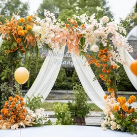 Xiomot Wedding Arch Draping Fabric 1 Panel 28.7" x 20FT Ivory Sheer Chiffon Backdrop Drapes for Wedding Ceremony Birthday Party Bridal Shower Outdoor Decoration