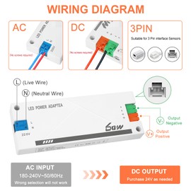 LED Transformer 24 V 60 W Flicker-Free for LED Strip Lamp, LED Driver Power Supply 24 V 2.5 A, Transformer 230 V 24 V 60 W, Transformer 230 V to 24 V, for G4 GU5.3 MR11 MR16 LED Halogen