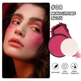 HHLTOH Natural Single Matte for Face Cheeks Blush with Makeup Powder Puff,Bright Red Monochrome Blusher Cream Powder Makeup Palette Blush Long-lasting Color Blendable Foundation for Women Every Day 08