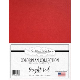 Bright Red Cardstock Paper - 8.5 x 11 inch Premium 100 lb. Cover - 25 Sheets from Cardstock Warehouse